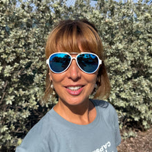 "NAUTI" White Frame and Blue Lenses Floating Unisex NIRTECH® Polarized Aviator Sunglasses
