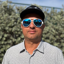 "NAUTI" White Frame and Blue Lenses Floating Unisex NIRTECH® Polarized Aviator Sunglasses