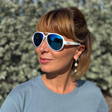 "NAUTI" White Frame and Blue Lenses Floating Unisex NIRTECH® Polarized Aviator Sunglasses