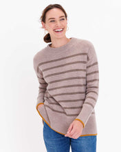 Womans Bexley Striped Crew Sweater in Vintage Khaki/Oak/Dijon