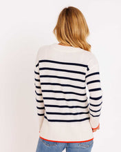 Womans Bexley Striped Crew Sweater in Ivory/Navy/Persimmon