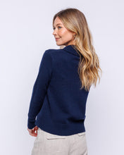 Womans Cashmere Polo Crew Sweater in Navy
