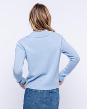 Womans Cashmere Polo Crew Sweater in Powder Blue