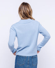 Womans Cashmere Polo Crew Sweater in Powder Blue - order size down, runs large