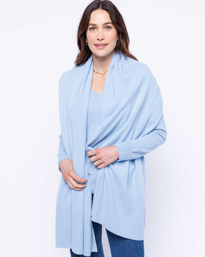 Womans Cashmere Travel Wrap in Powder Blue