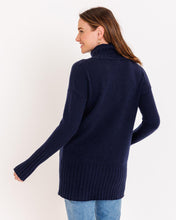 Womans Cashmere Zippered Cardigan Sweater in Navy