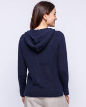 Womans Cotton Fisherman Zippered Hoodie in Navy