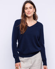 Womans Essential Cashmere V-Neck Sweater in Navy