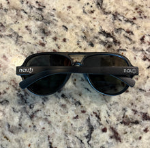 One of a Kind Floating "Nauti" Unisex Aviator Sunglasses with Green Lens and Black Frame