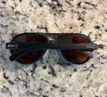One of a Kind Floating "Nauti" Unisex Aviator Sunglasses with Green/Blue Lens and Black Frame