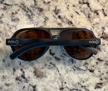 One of a Kind Floating "Nauti" Unisex Aviator Sunglasses with Brown Lens and Black Frame