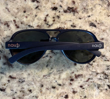 One of a Kind Floating "Nauti" Unisex Aviator Sunglasses with Silver/Light Green Lens and Dark Navy Frame