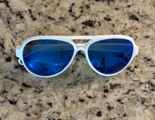 One of a Kind Floating "Nauti" Unisex Aviator Sunglasses with Blue Lens and White Frame
