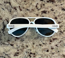 One of a Kind Floating "Nauti" Unisex Aviator Sunglasses with Blue Lens and White Frame