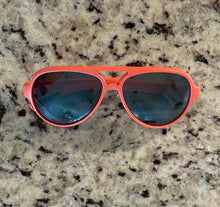 One of a Kind Floating "Nauti" Unisex Aviator Sunglasses with Silver/Light Green Lens and Orange Frame