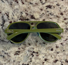 One of a Kind Floating "Nauti" Unisex Aviator Sunglasses with Brown Lens and Shiny Green Frame