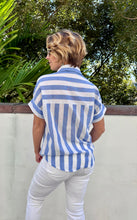 Ladies Striped Blouse in Blue and White in Size Small