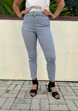 Ladies Striped three quarter length Pants in Navy Blue and White in Size Small