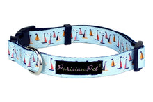 'Sail Boats' Collar for Dogs & Cats – Adjustable Nautical Light Blue Sailboat Dog Collar with Adjustable Fit