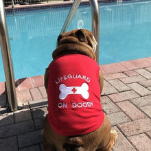 'Lifeguard on Doody' Dog & Cat T-Shirt – Funny Cotton Shirt, Stylish & Comfortable Pet Apparel – Red