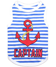 'Captain' Fun Sailor Dog Outfit – Soft and Breathable Nautical Pet Wear for Small Dogs & Cats, Blue & White Stripes