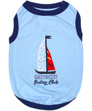 'Sailing Club' Dog Shirt – Nautical Embroidered Pet Apparel for Dogs & Cats, Light Blue