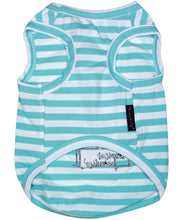 'Flamingos'  Dog Shirt – Lightweight & Breathable Summer Outfit for Small Dogs & Cats, Light Blue and White Stripes