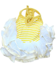 'Ballerina Dress' for Dogs and Cats, Comfortable Sleeveless, Yellow with White Stripes