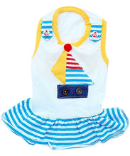 'Boat Dress' for Dogs and Cats, Designer Dog Dress, Tropical Apparel, Yellow Blue Red White