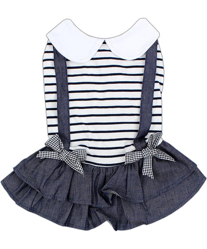 'Preppy Girl Dress' Dog & Cat Shirt – Designer Comfortable Pet Apparel – Dark Blue -Valentine's Day