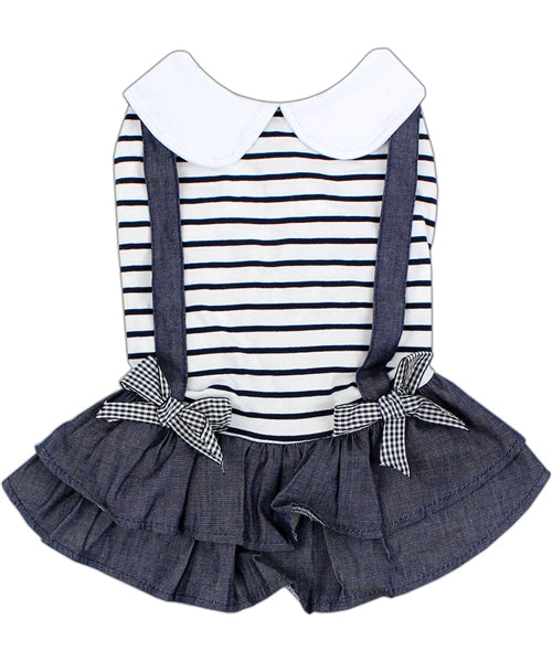 'Preppy Girl Dress' Dog & Cat Shirt – Designer Comfortable Pet Apparel – Dark Blue -Valentine's Day