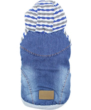 'Denim Striped' Hoodie, Blue for Dogs & Cats – Soft, Stylish Pet Apparel