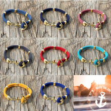 Maris Sal NEW HEAVEN Gold Anchor Bracelet in Navy, Red, Turquoise, Black, Ultramarine Blue, Yellow, Denim Blue, Mint