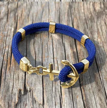 Unisex Maris Sal NEW HEAVEN Gold Anchor Bracelet in Navy, Red, Turquoise, Black, Ultramarine Blue, Yellow, Denim Blue, Mint