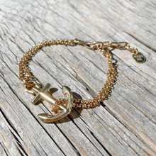 Unisex Maris Sal VINGA Gold Anchor Bracelet with Gold Chain