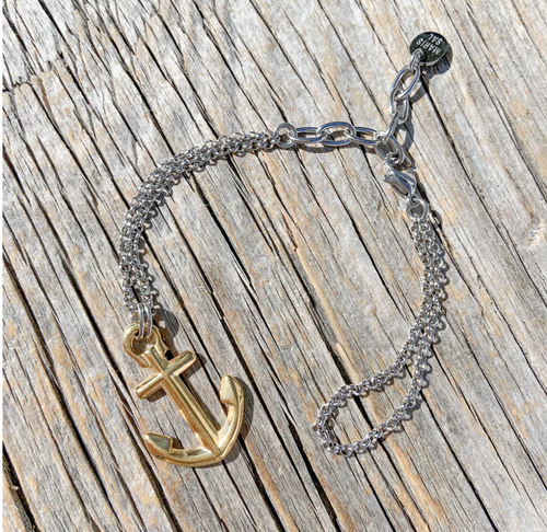 Maris Sal VINGA Gold Anchor Bracelet with Silver Chain