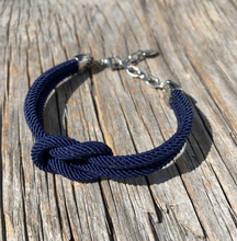 Maris Sal NEWPORT Silver Chain Nautical Knot Bracelet in Black, Denim Blue, Mint, Navy Blue, Red, Turquoise, Ultramarine Blue, Yellow