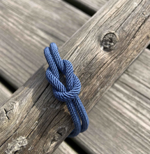 Unisex Maris Sal NEWPORT Silver Chain Nautical Knot Bracelet in Black, Denim Blue, Mint, Navy Blue, Red, Turquoise, Ultramarine Blue, Yellow