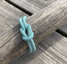 Unisex Maris Sal NEWPORT Silver Chain Nautical Knot Bracelet in Black, Denim Blue, Mint, Navy Blue, Red, Turquoise, Ultramarine Blue, Yellow