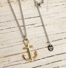 Unisex Maris Sal ANCHORS´S AWEIGH Anchor Necklace with Silver Chain with Silver Anchor and Silver chain and Gold Anchor