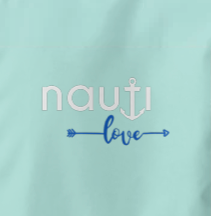 Unisex "NAUTI Love" Lightweight Zip Up Windbreaker in Black, Navy and Aqua with White and Royal Blue Logo