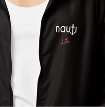 Unisex "NAUTI Life" Lightweight Zip Up Windbreaker in Black, Navy and Aqua with White and Red Logo
