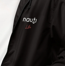 Unisex "NAUTI Life" Lightweight Zip Up Windbreaker in Black, Navy and Aqua with White and Red Logo