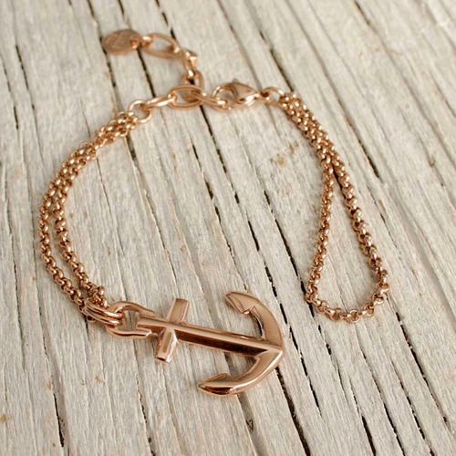 Unisex Maris Sal VINGA Rose Gold Anchor Bracelet with Rose Gold Chain