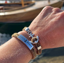 NEW HAVEN Silver Anchor Bracelet Marine Hemp Custom Engraveable Unisex Maris Sal