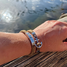 NEW HAVEN Silver Anchor Bracelet Marine Hemp Custom Engraveable Unisex Maris Sal