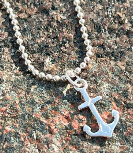 Sterling Silver Anchor Necklace Unisex Maris Sal