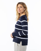 Everyday Cotton Crew in navy with white stripes (runs large - order size down)