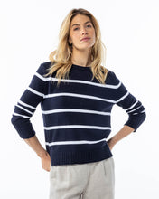 Everyday Cotton Crew in navy with white stripes (runs large - order size down)