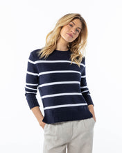 Everyday Cotton Crew in navy with white stripes (runs large - order size down)